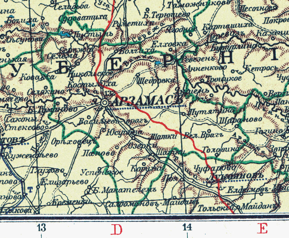 Карта нижегородской области 1900 года